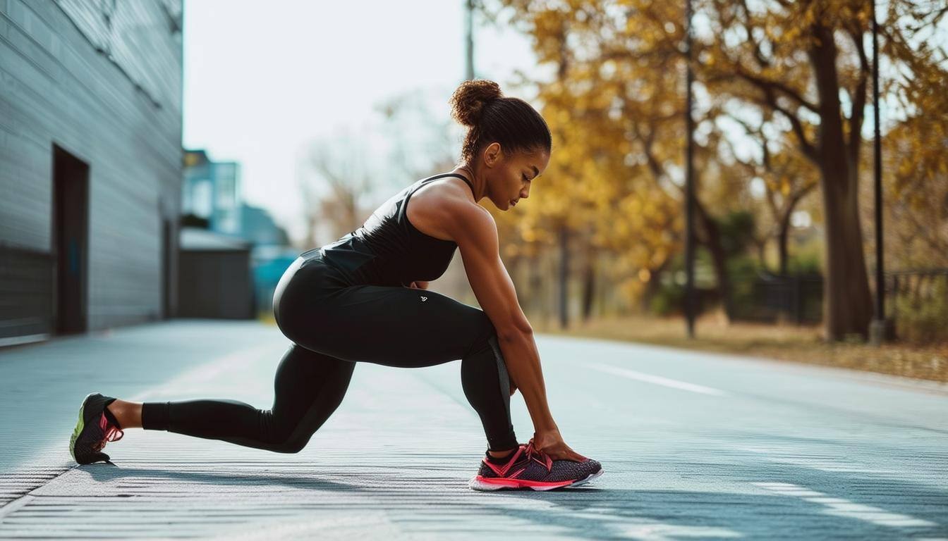 runner doing mobility stretches